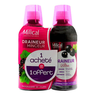 MILICAL Draineur Minceur Ultra Lot de 2 x 500 ml - Saveur : Cassis