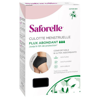 Saforelle CLASSIC - Culotte Menstruelle Flux Abondant en Coton Bio - Taille 44, 1 Unité