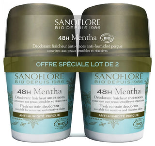 Sanoflore Déodorants Lot*2 Déodorant 48H Mentha Efficacité 48H Certifié Bio 50Mlx2