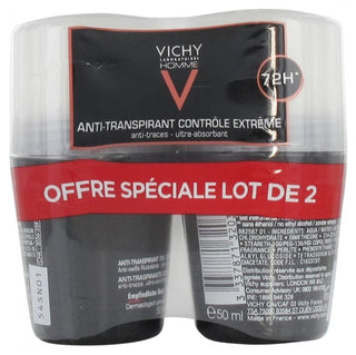 Vichy Homme Anti-Transpirant Contrôle Extrême 72H 2 x 50 ml