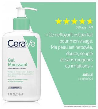 Cerave Gel Moussant Visage Pour Les Peaux Normales à Grasses 236 ml