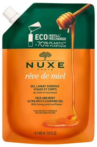 Nuxe Rêve de Miel Gel Lavant Surgras (Peaux Sèches et Sensibles) Éco-Recharge 400 ml