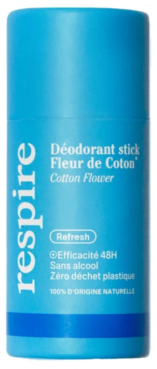 Respire Déodorant Fleur de Coton Stick Solide Efficacité 48H Carton Bio 50 g