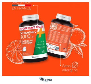 Vitavea Vitamine C 1000 mg - Énergie au Quotidien - Format Éco - 60 Comprimés