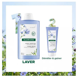 Klorane Lin Shampoing Volume Aux Fibres de Lin - Cheveux Fins 400 ml