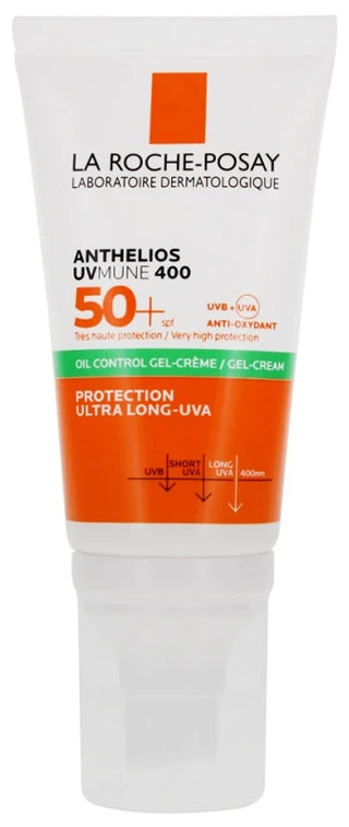 La Roche-Posay Anthelios Crème Solaire en Gel-Crème Anti-Brillance Visage Spf50+ Avec Parfum 50 ml