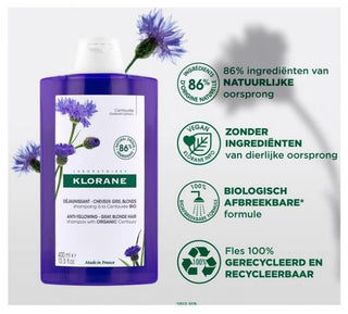 Klorane Shampoing Déjaunissant à la Centaurée Cheveux Gris Blonds 200 ml