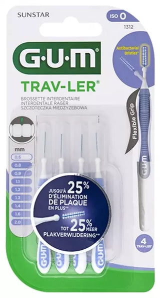 GUM 4 Brossettes Interdentaire Trav-Ler - Taille : 1312 : 0,6 mm