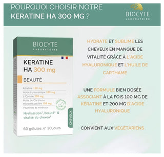 Biocyte Kératine HA 300 mg Beauté 60 Gélules