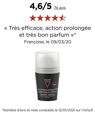 Vichy Homme Anti-Transpirant Contrôle Extrême 72H 50 ml
