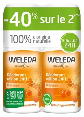 Weleda Duo Déodorant Roll-On 24H Argousier - 2 X 50 ml