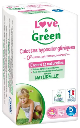 Love & Green Culottes Hypoallergéniques et Écologiques T5 X 18