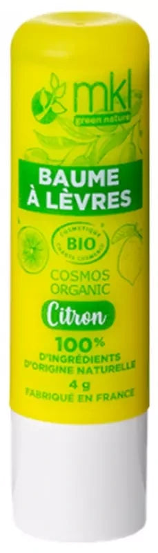 Mkl Green Nature Baume à Lèvres Bio 4 g - 100% Naturel - Goût : Citron