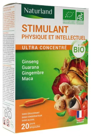 Naturland Stimulant Physique et Intellectuel Bio 20 Ampoules de 10 ml