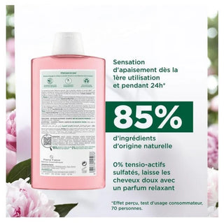 Klorane Pivoine Shampoing Apaisant Et Anti-Irritant à La Pivoine Bio - Cuir Chevelu Sensible et Irrité 400 ml