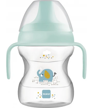 MAM Tasse d'Apprentissage 190 ml 2ème âge Décorée Bec Souple avec anse