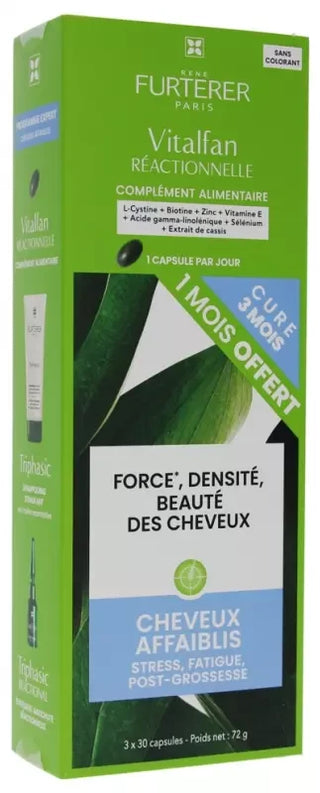 René Furterer Vitalfan Antichute Réactionnelle Complément Alimentaire Pousse Cheveux - Offre Spéciale Trio 3 x 30 Capsules