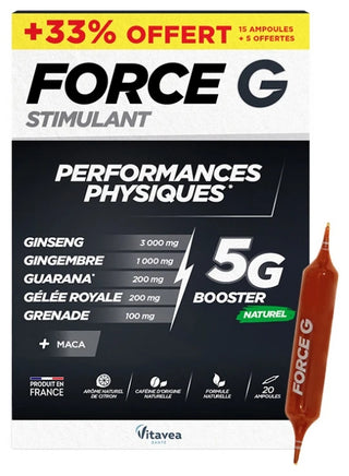 Vitavea Force G Stimulant Performances Physiques Booster 15 Ampoules + 5 Offertes