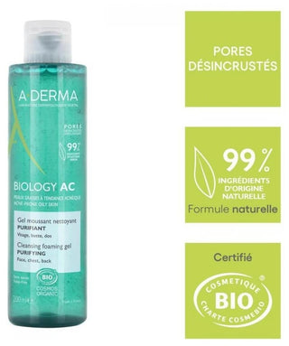 A-Derma Gel Moussant Nettoyant Purifiant Biology Ac 200 ml