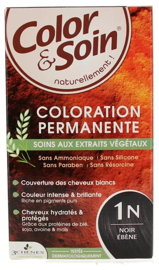 Les 3 Chênes Color & Soin Coloration Permanente Extraits Végétaux Sans Ammoniaque - Coloration : Noir Ebène : 1N
