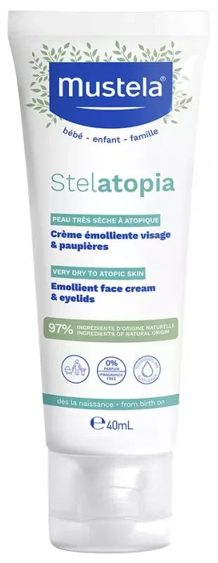Mustela Stelatopia Crème Émolliente Visage Peau à Tendance Atopique 40 ml