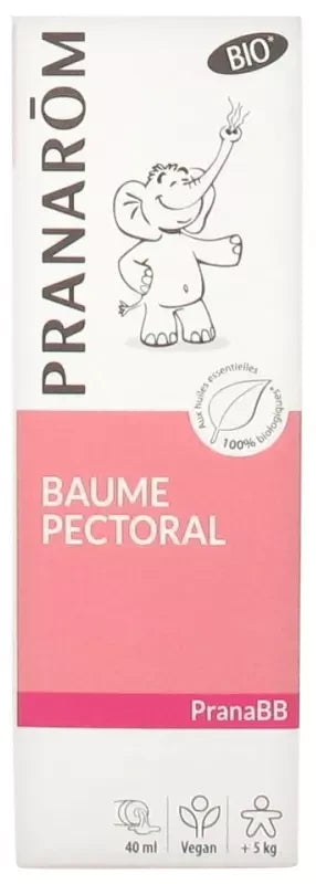 Pranarôm Pranabb Baume Pectoral Bio (Eco) Aide Bébé à Mieux Respirer Composé d'Huiles Essentielles Pures et Naturelles 40 ml