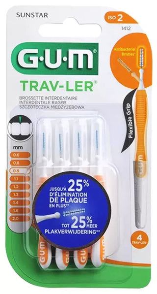 GUM 4 Brossettes Interdentaire Trav-Ler - Taille : 1412 : 0,9 mm