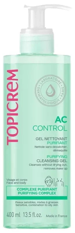 Topicrem AC - Peaux mixtes à grasses CONTROL Gel Nettoyant Purifiant 400 ml