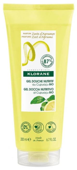 Klorane — Gel Douche au Beurre de Cupuaçu Bio — Zeste d'Agrumes — Tous Types de Peaux 200 ml