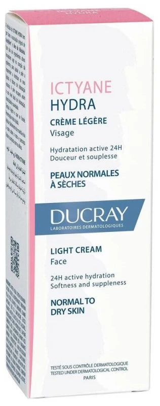 Ducray Ictyane Hydra - Crème Légère Hydratante Peau Sèche Visage 40 ml