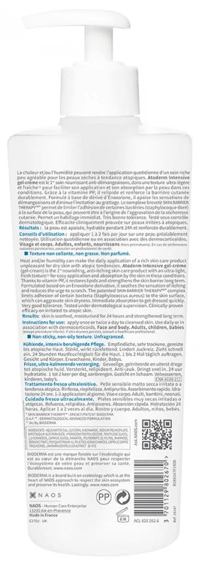 Bioderma Atoderm Gel-Crème Hydratant Anti-Démangeaisons Visage et Corps Peau Sujette à l'Eczéma Atopique 500 ml