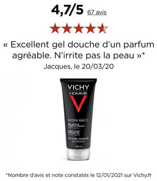 Vichy Homme Hydra Mag C Gel Douche Corps et Cheveux Hydratant 200 ml