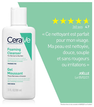 Cerave Gel Moussant Visage Pour Les Peaux Normales à Grasses 88 ml
