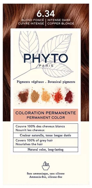 Phyto Couleur Coloration Permanente - Pigments Végétaux - Coloration : 6.34 Blond Foncé Cuivre Intense