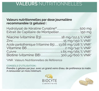 Biocyte Pack Kératine Forte 500 mg Anti Chute Résistance du Cheveu 120 Gélules