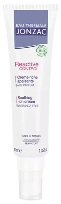 Eau Thermale Jonzac REactive Control Crème Riche Apaisante Peaux Intolérantes Bio 40 ml