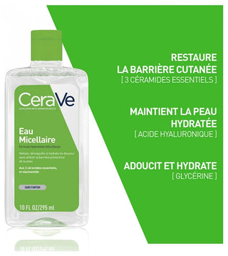 Cerave Eau Micellaire Nettoyante Visage et Yeux Pour Les Peaux Normales à Sèches 295 ml