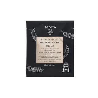 Apivita Express Beauty Masque Visage en Tissu Noir Détox & Purifiant à la Caroube 20ml