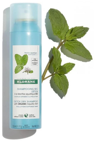 Klorane Menthe Aquatique Shampoing Sec Détox à la Menthe Aquatique Bio - Tous Types de Cheveux 150 ml
