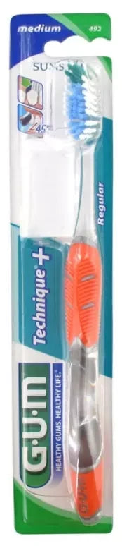 Gum Brosse à Dents Technique®+ Médium Normale - Couleur : Orange
