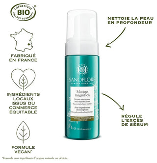 Sanoflore Magnifica Mousse Nettoyante Visage Purifiante Certifiée Bio - Peaux à Tendance Acnéique 150 ml