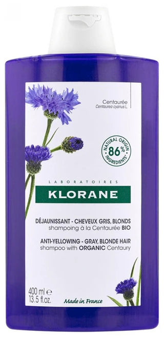 Klorane Shampoing Déjaunissant à la Centaurée Cheveux Gris Blonds 400 ml