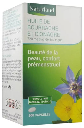 Naturland Huile de Bourrache et d'Onagre 200 Capsules