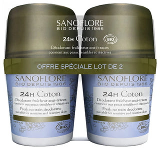 Sanoflore Déodorants Lot*2 Déodorant 24H Coton Efficacité 24H Certifié Bio 50Mlx2