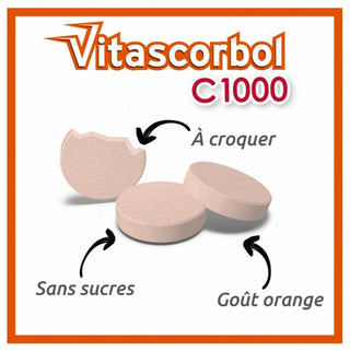 Vitascorbol C1000 à Croquer - Complément Alimentaire Vitamine C - 20 Comprimés