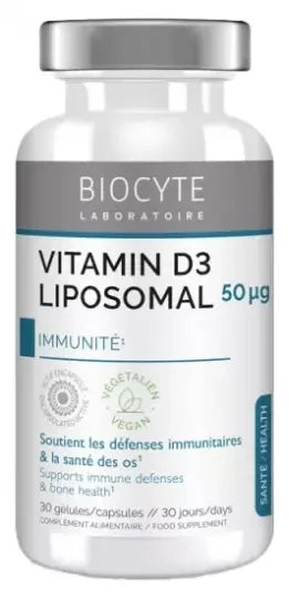 Biocyte Longevity Vitamin D3 Liposomal 50 µg Immunité 30 Gélules