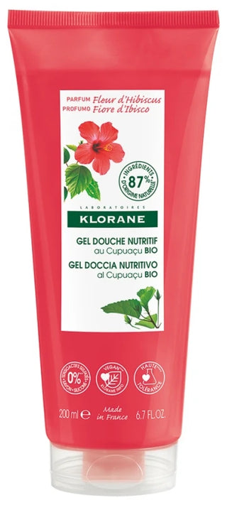 Klorane — Gel Douche au Beurre de Cupuaçu Bio — Fleur d'Hibiscus — Tous Types de Peaux 200 ml