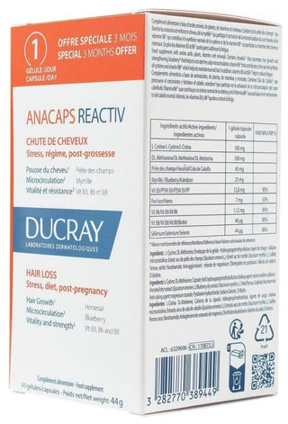 Ducray Anacaps Reactiv Chute de Cheveux 90 Gélules