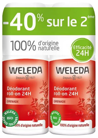 Weleda Duo Déodorant Roll-On 24H Grenade - 2 X 50 ml