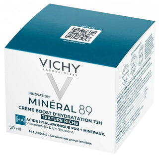 Vichy Minéral 89 Crème Riche Boost d'Hydratation 72H Peaux Sèches 50 ml